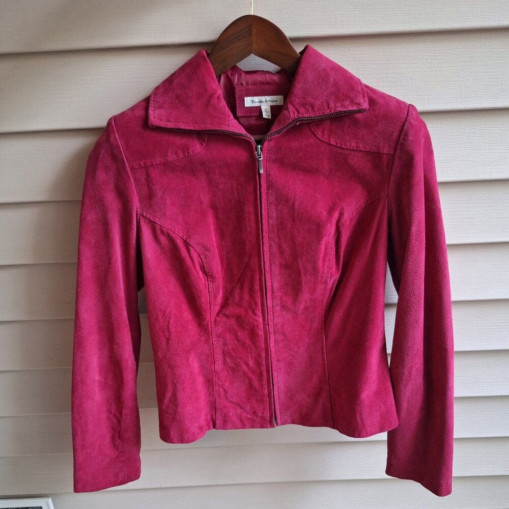 Vintage Magenta Suede Leather Jacket
